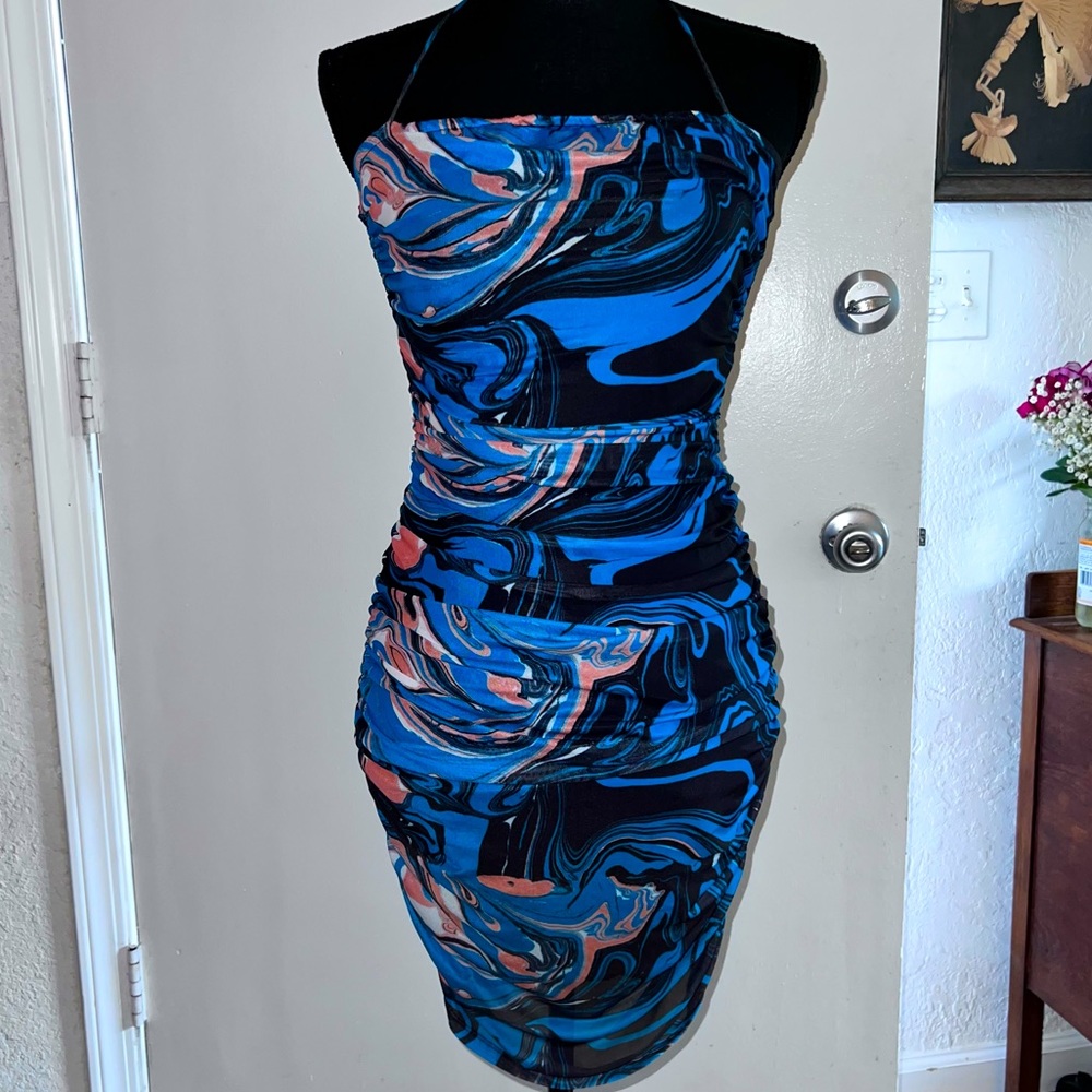 Y2K Blanc clothing bodycon halter party dress